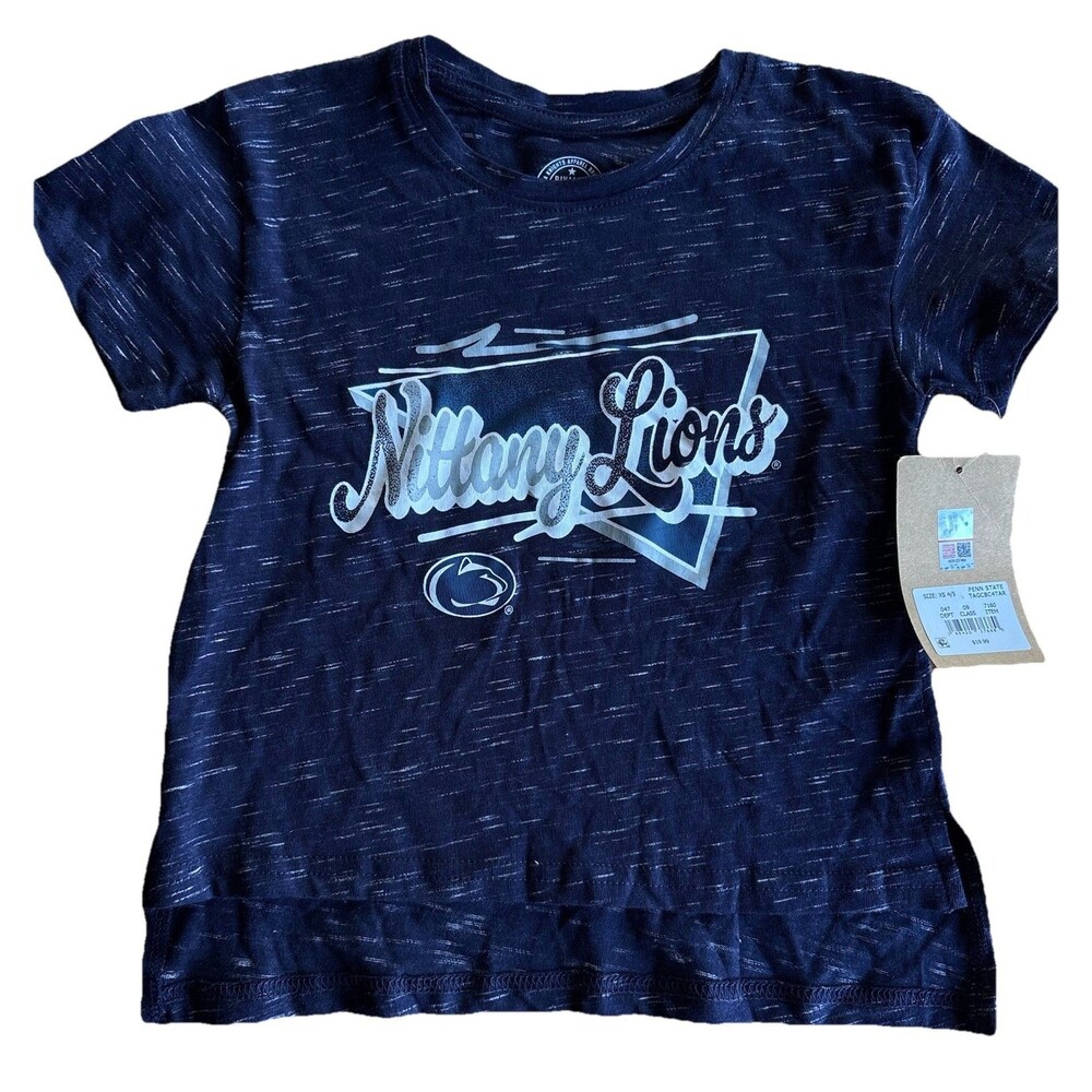 Nittany Lions Youth Girls Tshirt XS 4/5 Blue Penn State New Football Silver